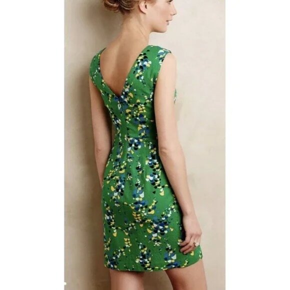 Plenty By Tracy Reese Green Sleeveless Dress With Abstract Print Size 12 Anthrop - Picture 3 of 8